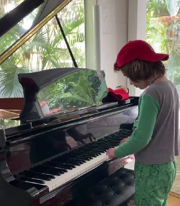 Sasha loves to play piano