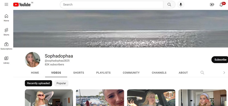 Sophia Begg YouTube account