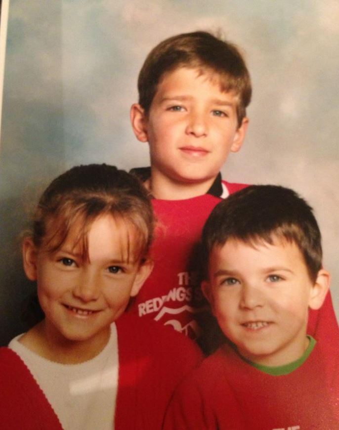 A childhood image of Georgia Shults with her brothers Ben and Max
