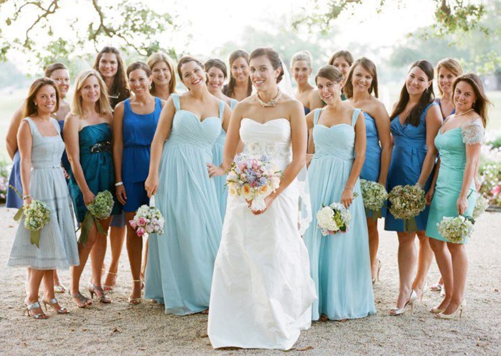 A wedding image of Julie Radford with her friends