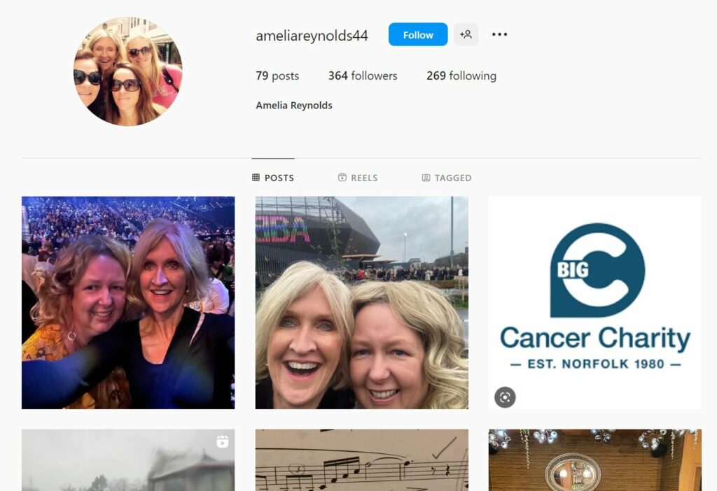 Amelia Reynolds's Instagram profile