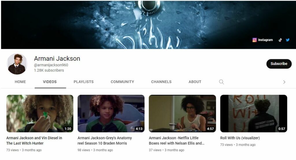 Armani Jackson's YouTube channel
