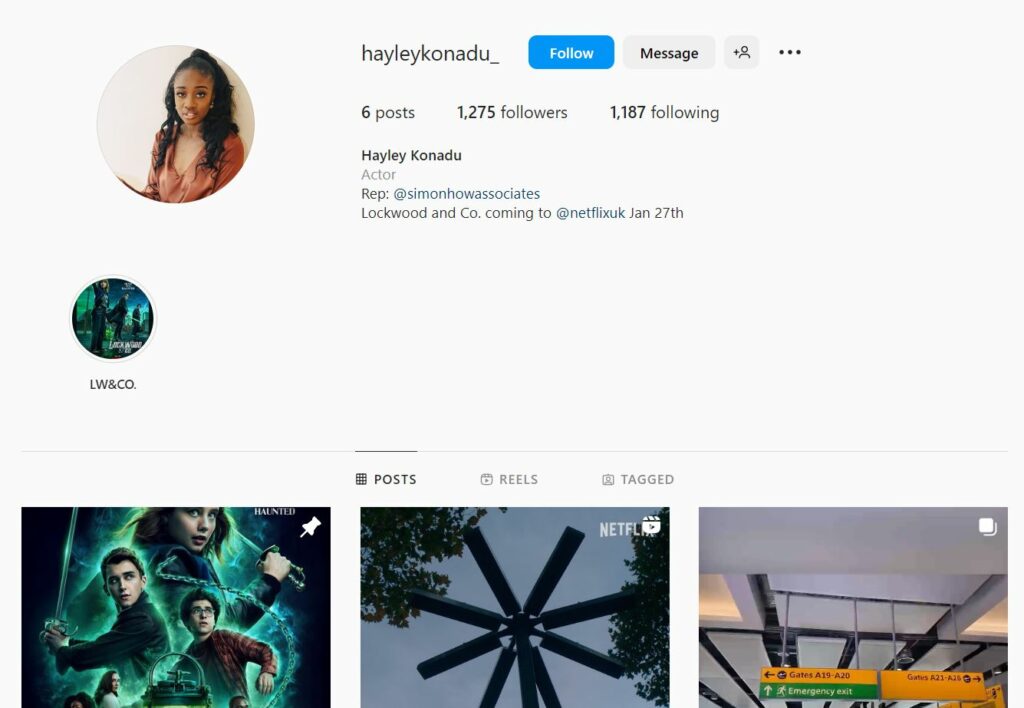 Hayley Konadu's Instagram profile