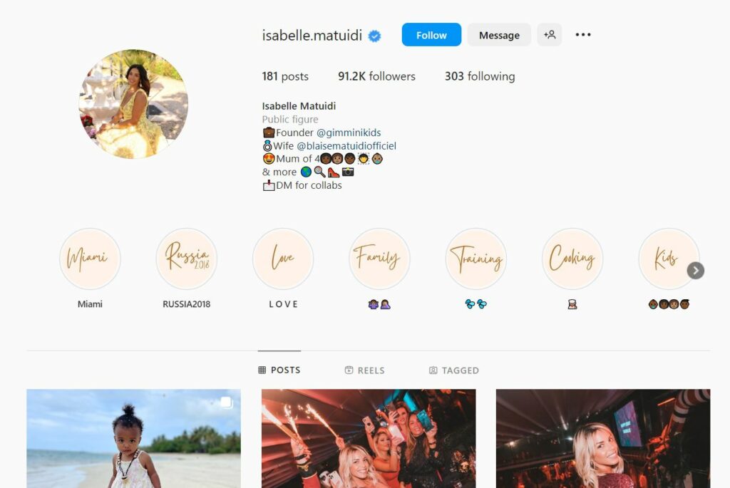 Isabelle Matuidi's Instagram profile
