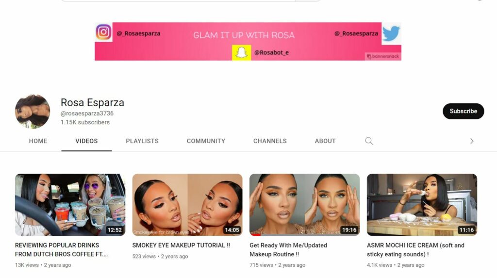 Rosa Esparza's YouTube channel
