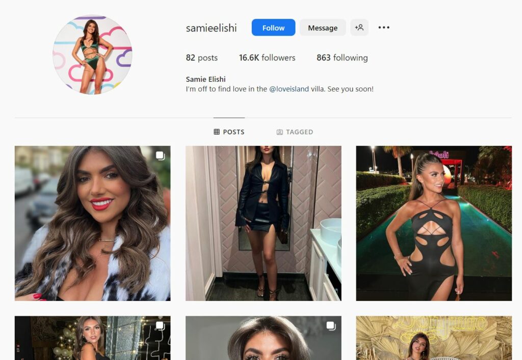 Samie Elishi's Instagram profile