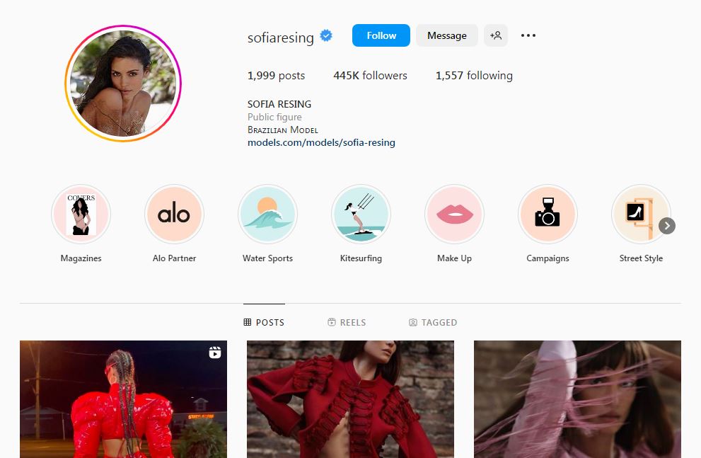 Sofia Resing's Instagram profile
