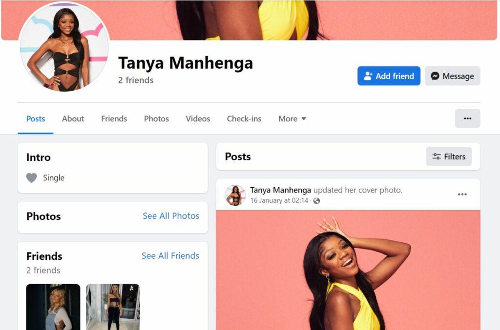 Tanya Manhenga's Facebook profile