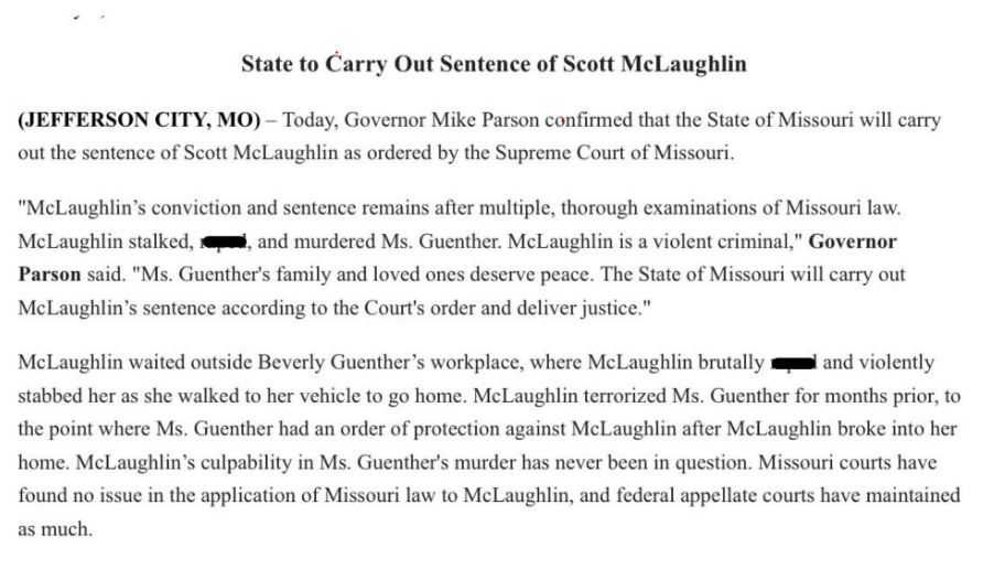 The governor's office released a statement