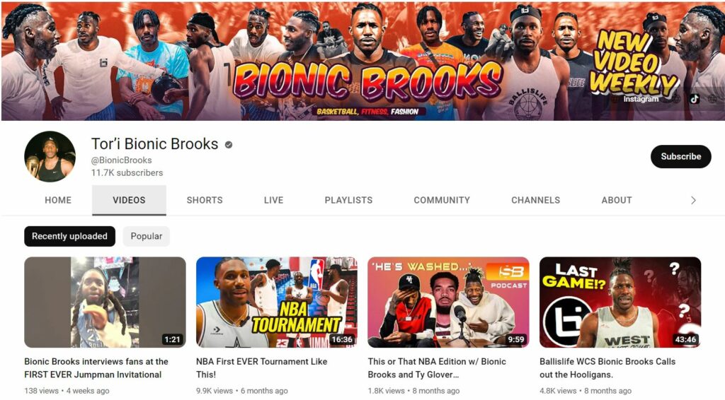 Tor’i Brooks's YouTube channel
