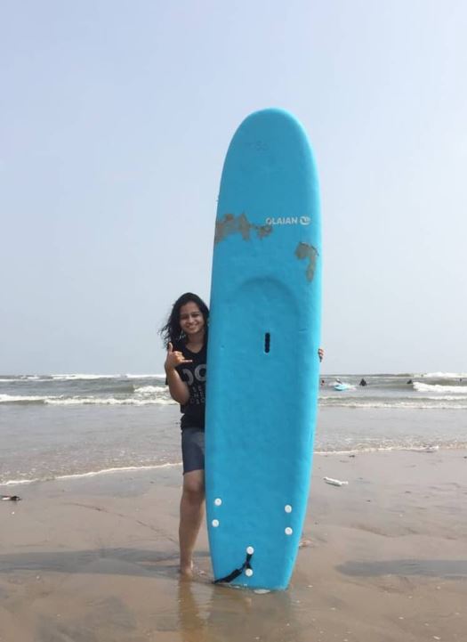 Ashameera Aiyappan is good at surfing