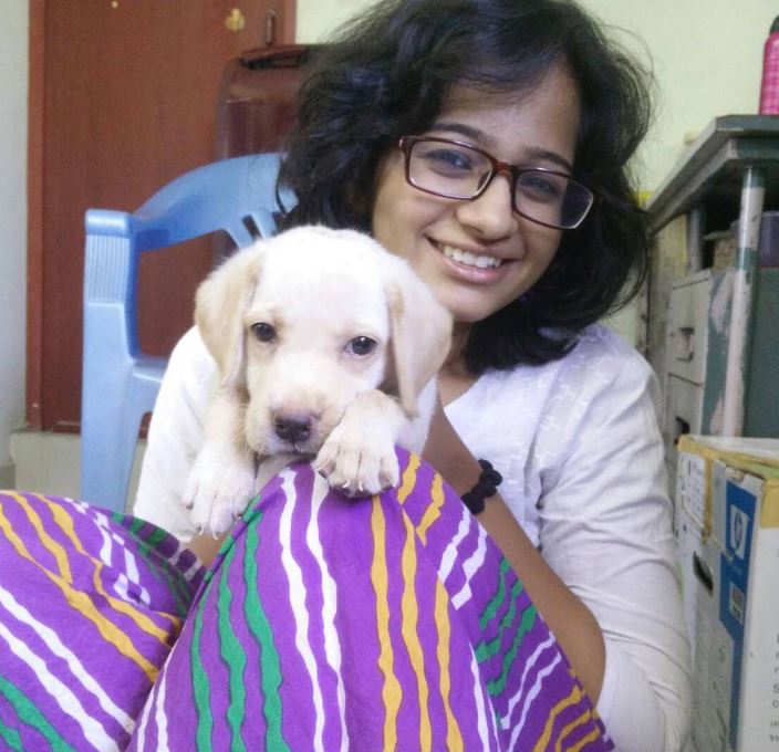 Ashameera Aiyappan with her dog Jessy