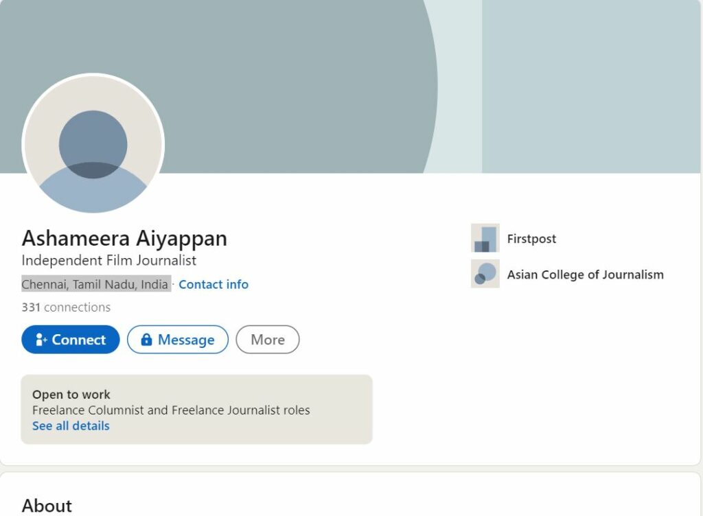 Ashameera Aiyappan's LinkedIn profile