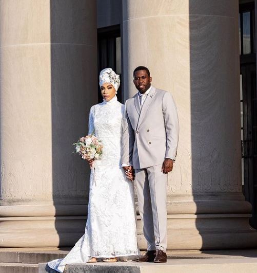 Bilal Hazziez and his wife Shaeeda's wedding picture
