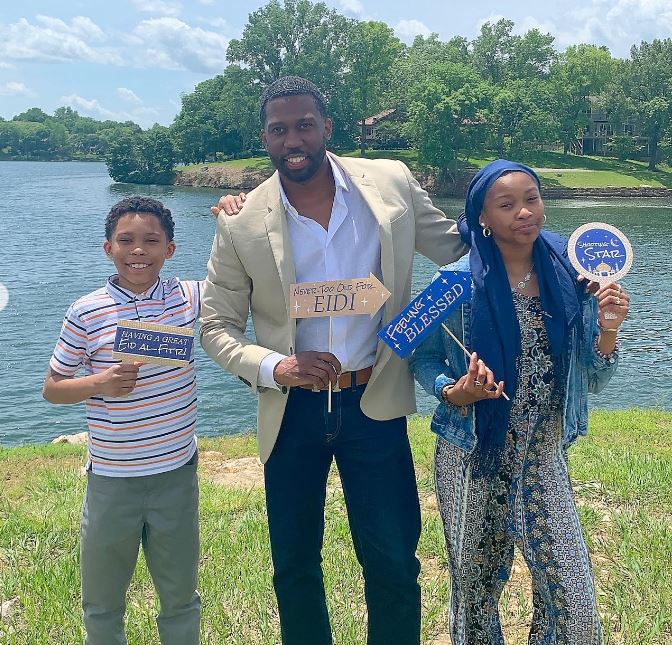 Bilal Hazziez with his nephew and niece