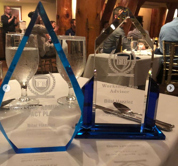 Bilal Hazziez won Workshop Top Advisor Award and Workshop Admissions Impact Planner Award in 2018