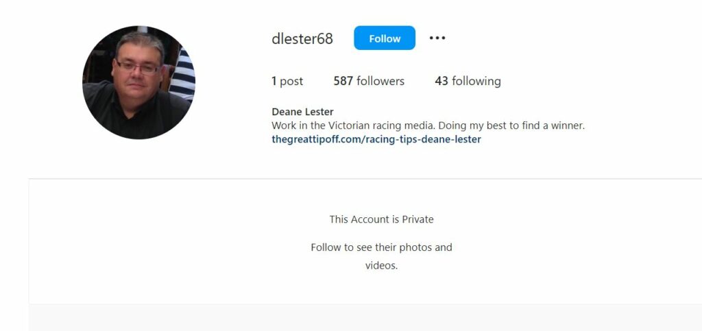 Deane Lester's Instagram profile