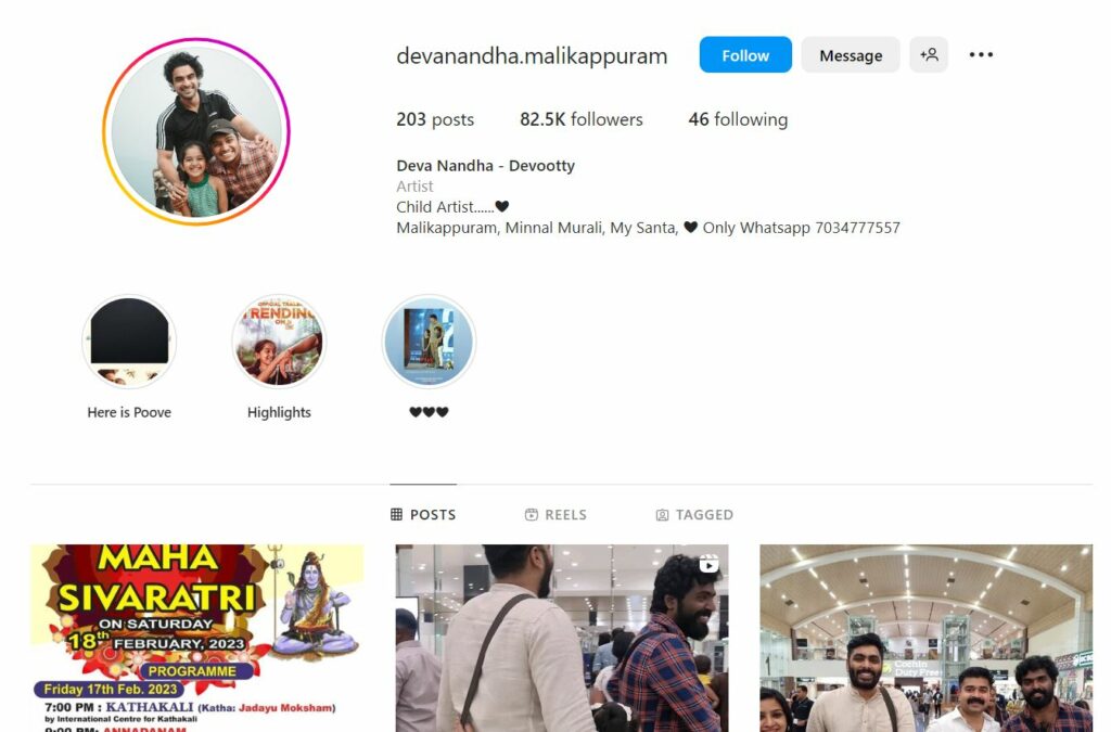 Deva Nandha's Instagram profile