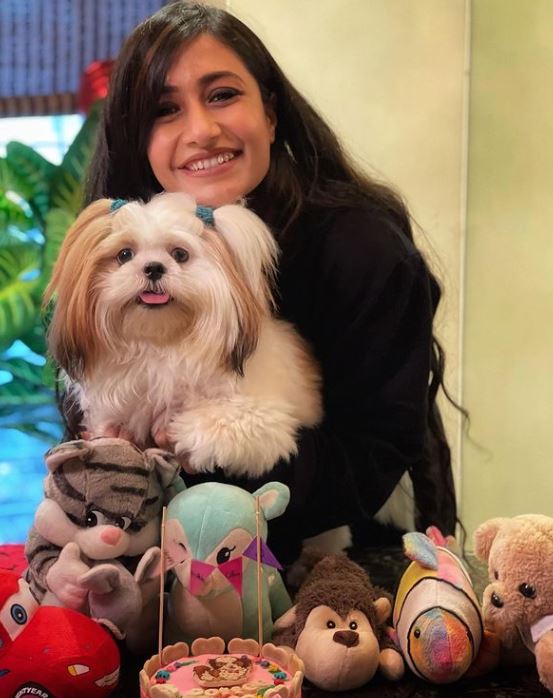 Dhanashree Verma with her dog
