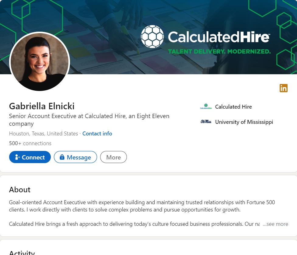 Gabriella Elnicki's LinkedIn profile