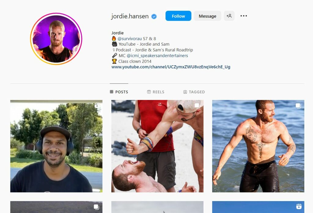 Jordie Hansen's Instagram profile