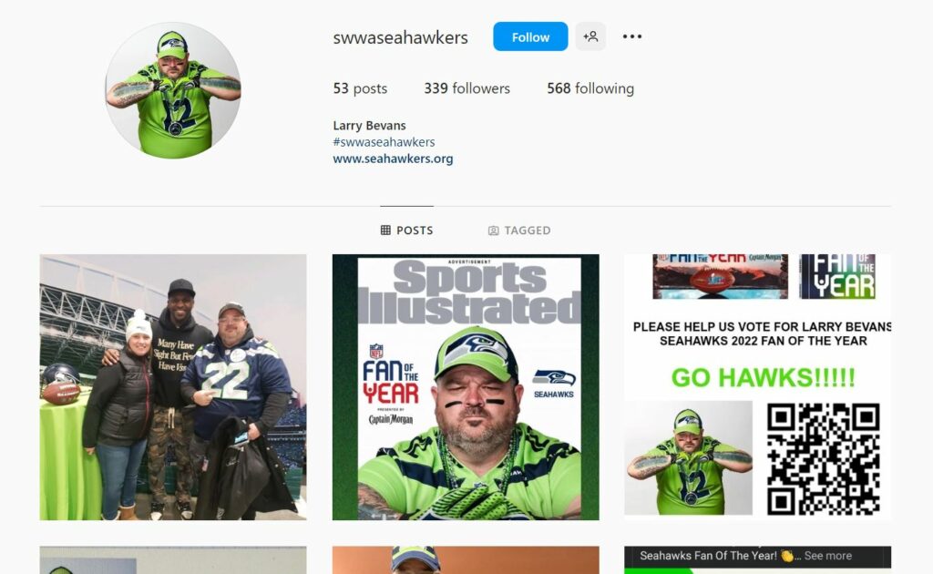Larry Bevans's Instagram profile