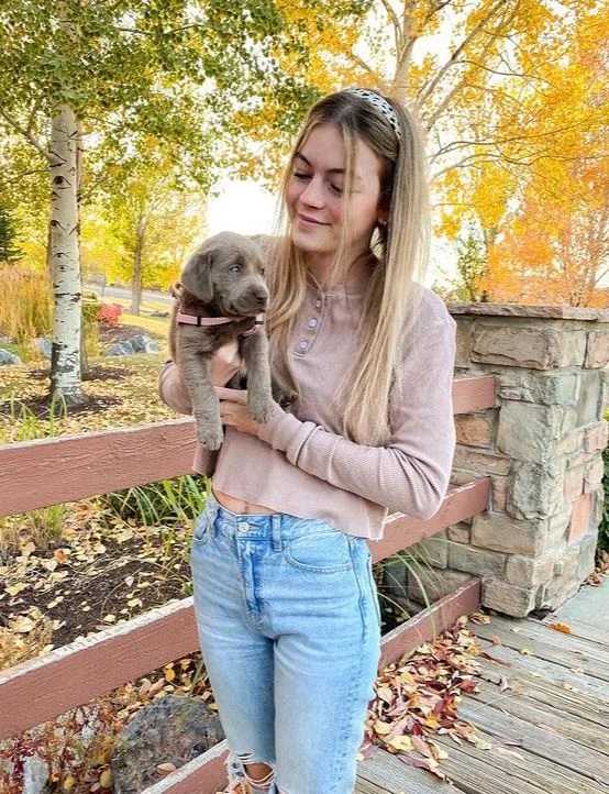 Lauren Enslow with her pet dog Gracie