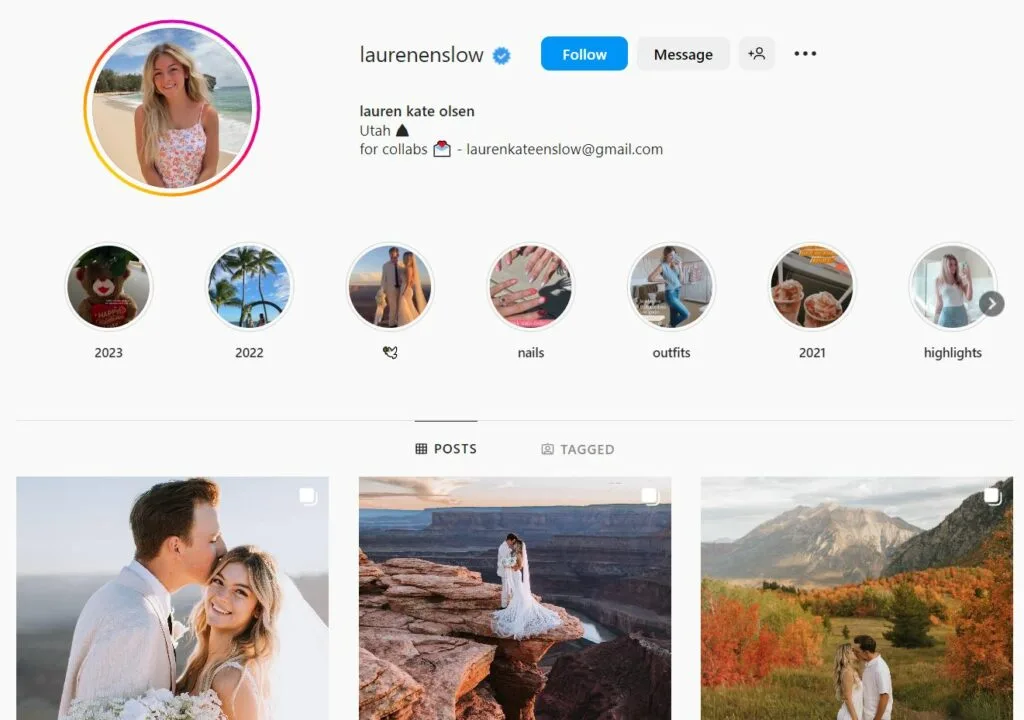Lauren Enslow's Instagram profile