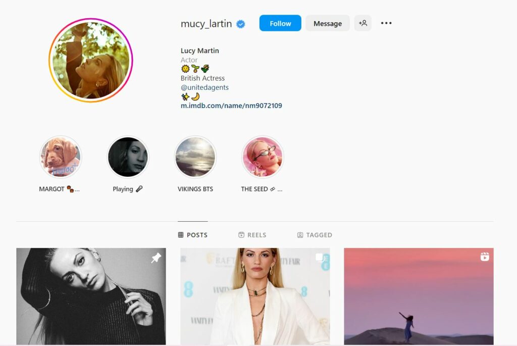 Lucy Martin's Instagram profile