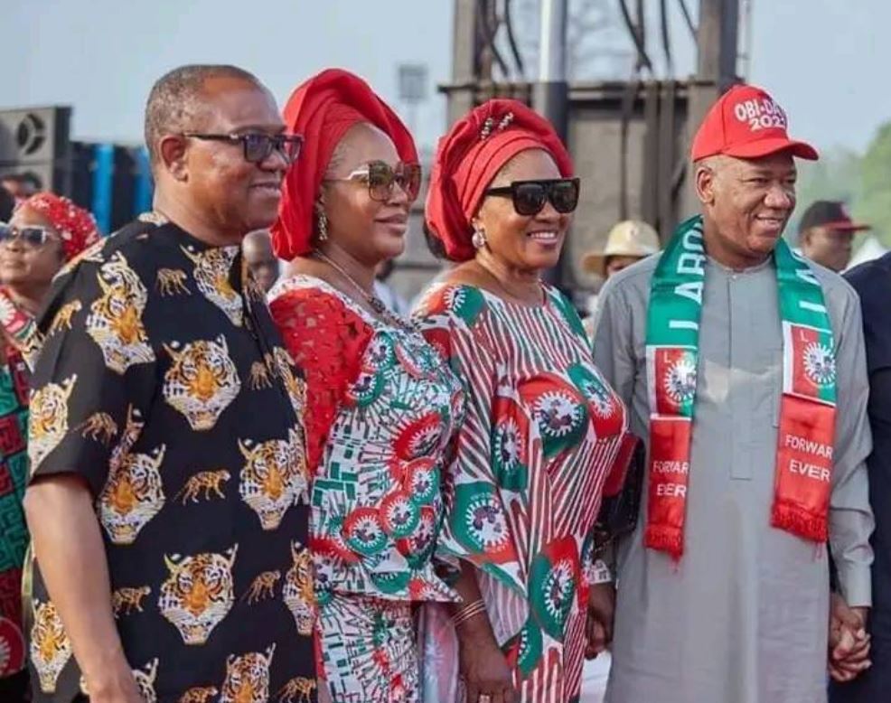 Margaret Obi with her husband and friends