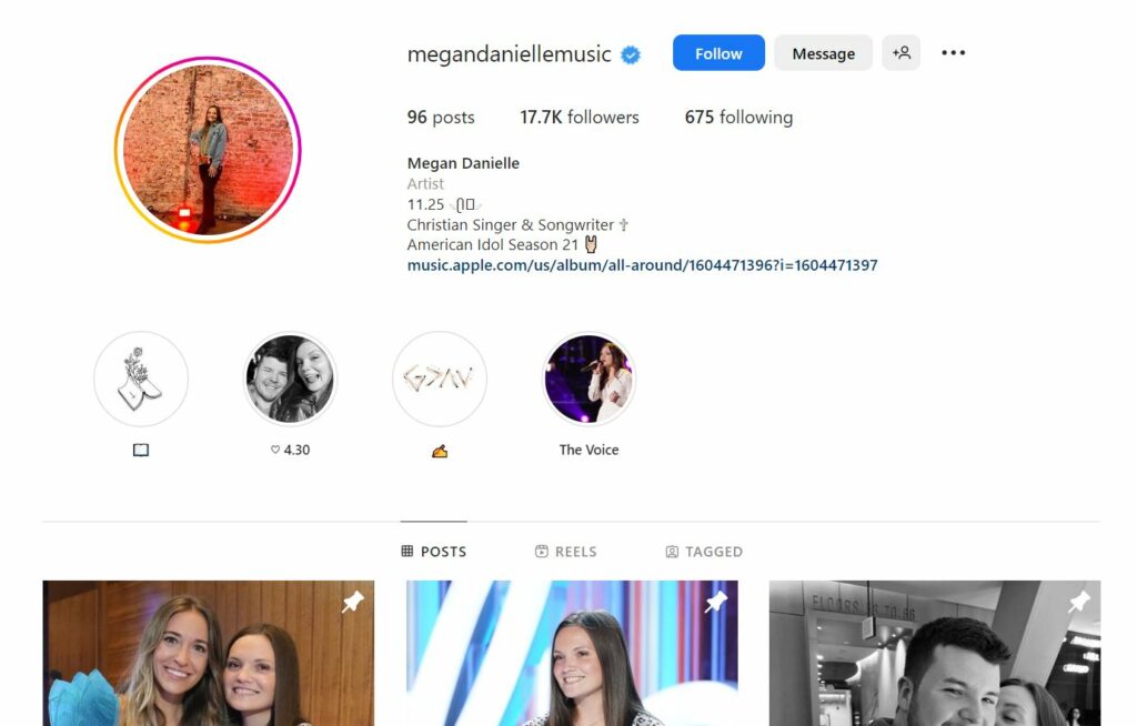 Megan Danielle's Instagram profile