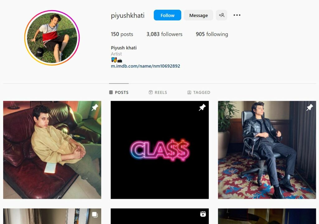 Piyush Khati's Instagram profile