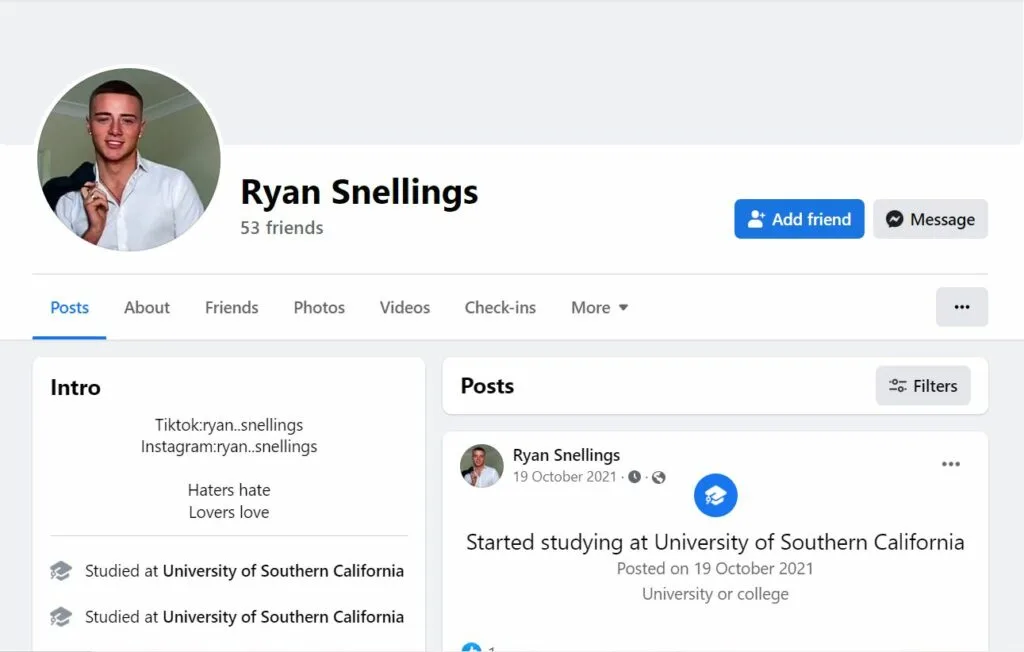 Ryan Snellings's Facebook profile