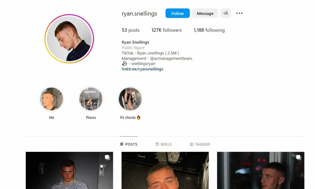 Ryan Snellings's Instagram profile