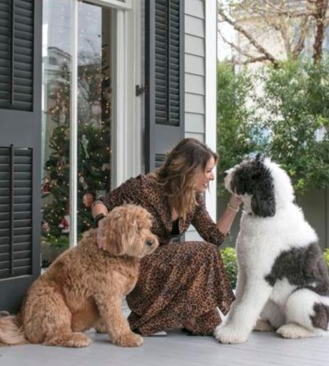 Skylene Montgomery with her dogs