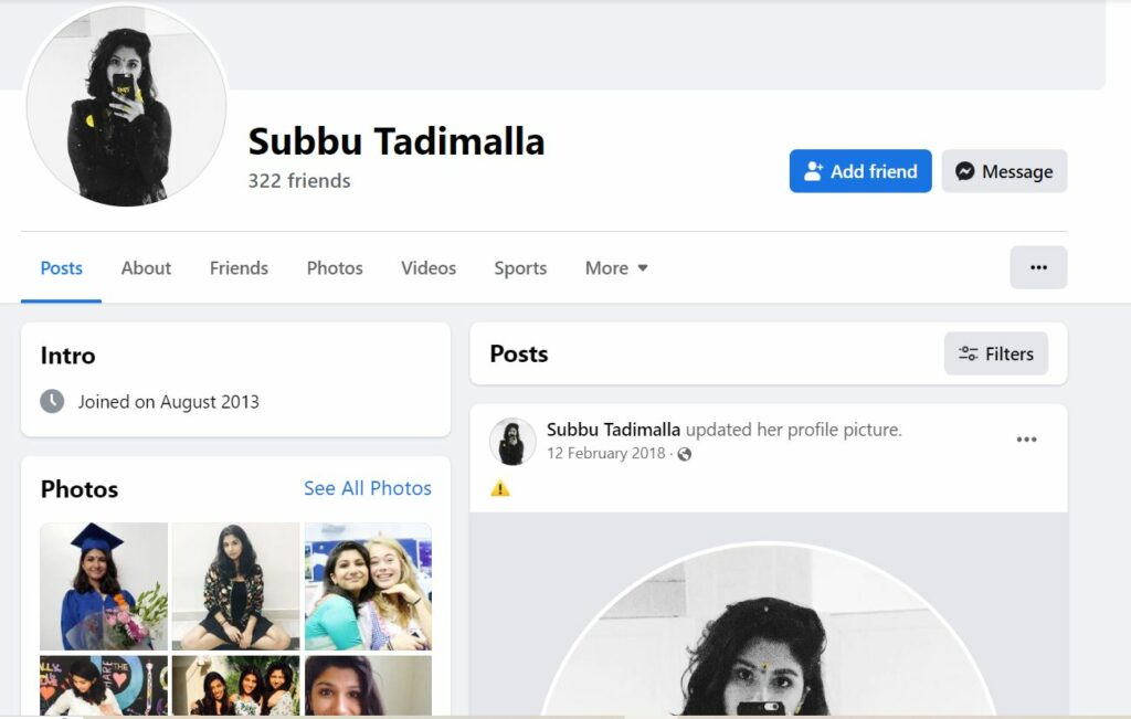 Subbalakshmi Bhatia's Facebook profile