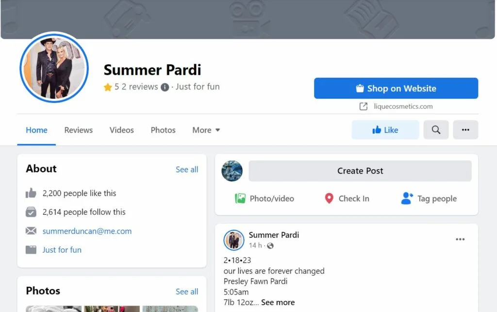 Summer Duncan's Facebook profile