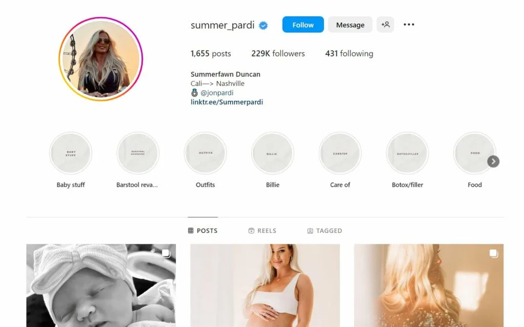 Summer Duncan's Instagarm profile