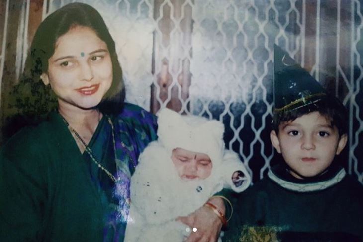 Abhishek Verma's childhood image with his mother Kavita and brother Abhay