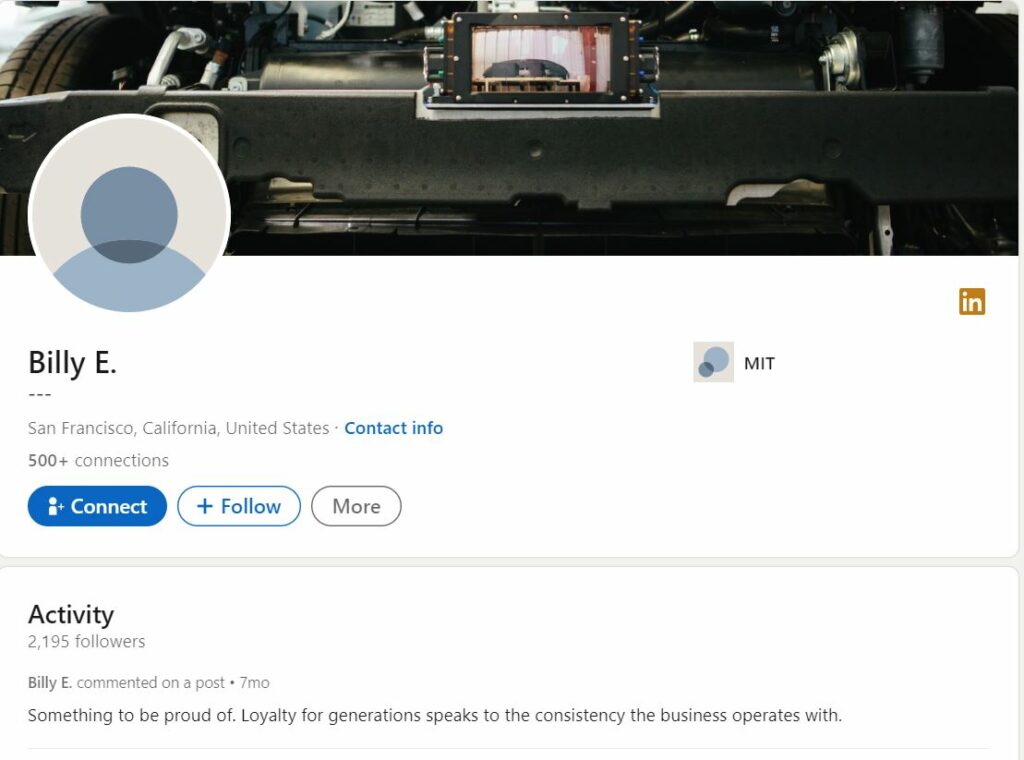 Billy Evans's LinkedIn profile