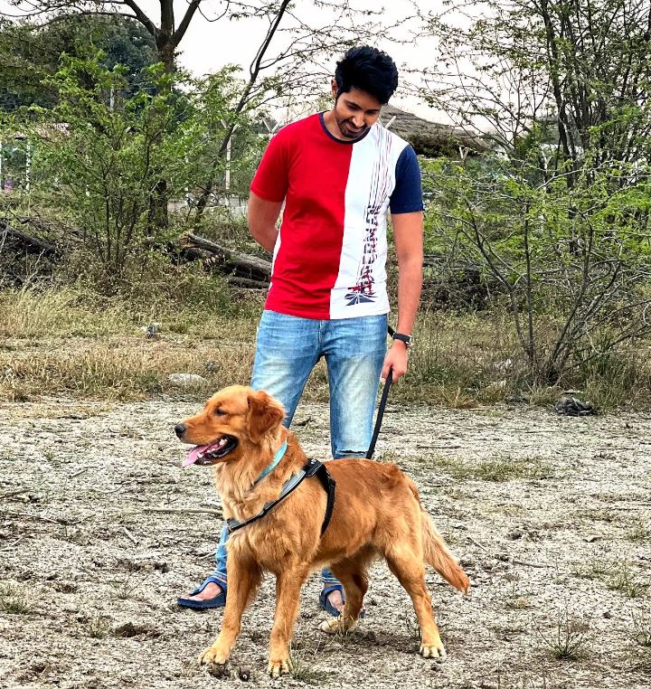 Chaitanya Jonnalagadda with his dog