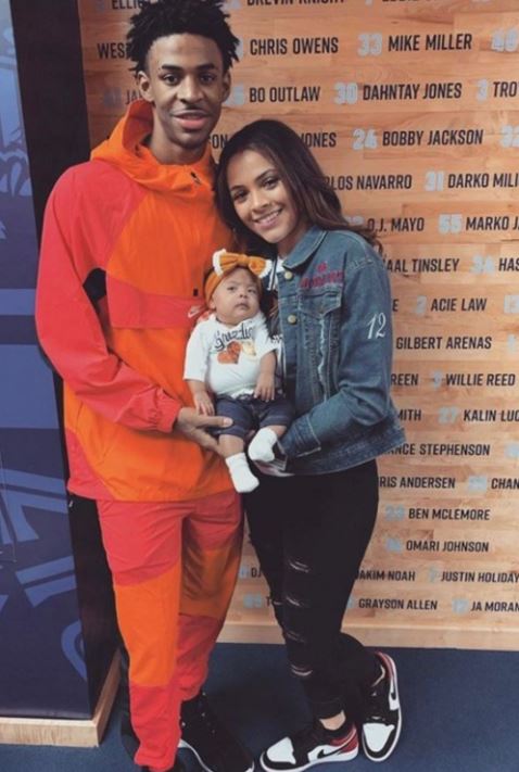KK Dixon with her boyfriend Ja Morant and daughter Kaari Jaidyn Morant