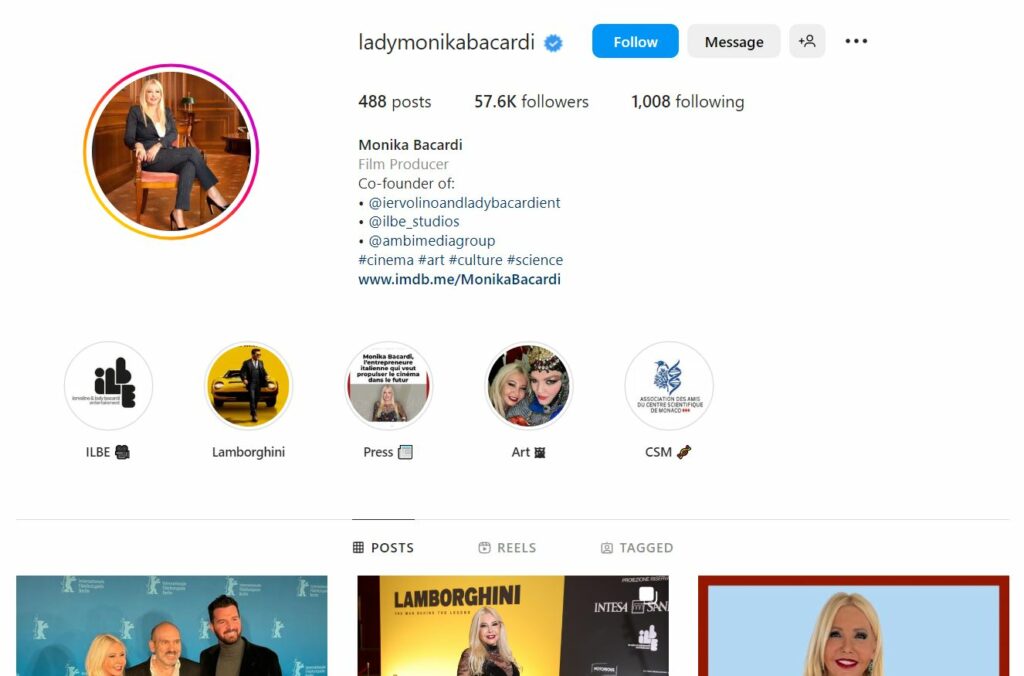 Monika Bacardi's Instagram profile