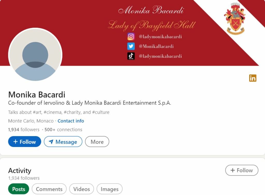 Monika Bacardi's LinkedIn profile