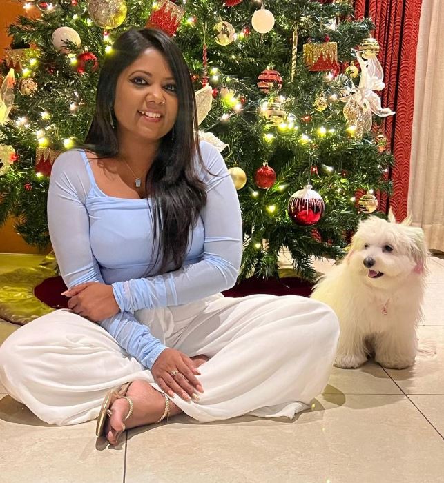 Nandita Kumar with her dog