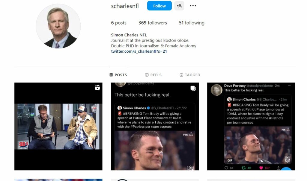 Simon Charles's Instagram profile
