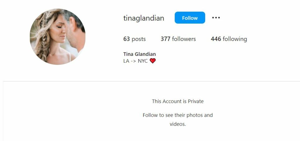 Tina Glandian's Instagram profile