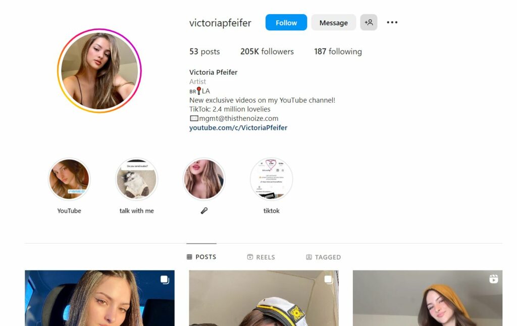 Victoria Pfeifer's Instagram profile
