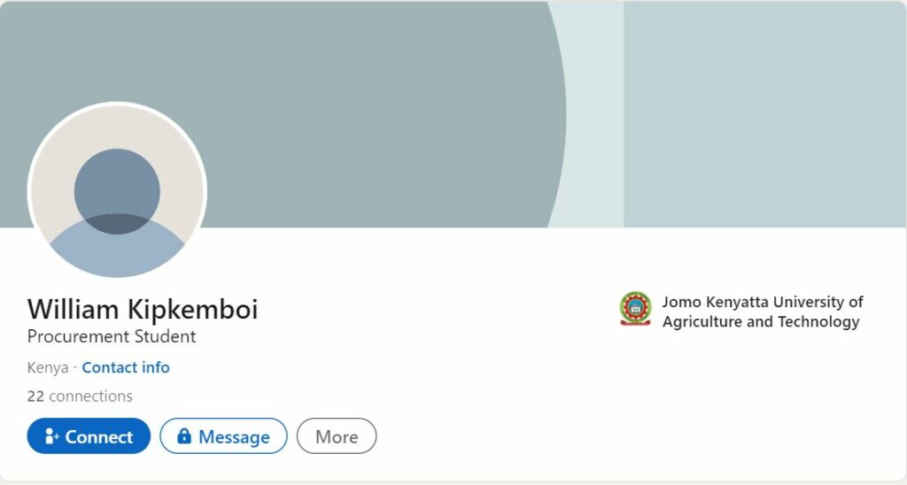 William Kipkemboi Ruto's LinkedIn profile