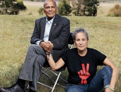 Gina Belafonte with her father Harry Belafonte